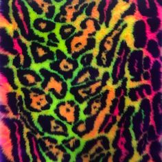 MULTI LEOPARD FAUX FUR FABRIC TYPE: Soft Long Hair Faux Fur STRETCH: Non-Stretch CUT WIDTH: 58" PILE LENGTH: 1" FABRIC CONTENT: 100% Polyester FABRIC WEIGHT: 1100 GR/YD Leopard Color Palette, Scenecore Wallpaper, Soft Long Hair, Party Moodboard, Neon Leopard Print, Colorful Leopard Print, Colorful Animal Print, Scene Wallpaper