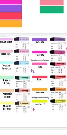 the color chart for different colors and shapes in this image is an example of how to use