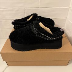 Black - Short - Platform - Braided - New Tazz Slipper, Ugg Tazz, Shoes Ugg, Ugg Black, Womens Uggs, Ugg Shoes, Black Shorts, Braids, Slippers