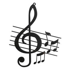 a treble with musical notes hanging from it's sides on a white background