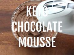 chocolate mousse in a glass bowl with the words keto chocolate mousse