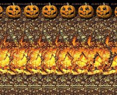 an artistic image of pumpkins and jack - o'- lanterns