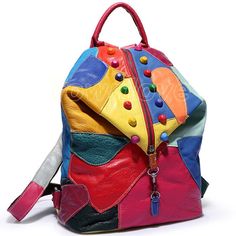 Product name: Sheepskin Leather Women's Colorful Blocks Patchwork Backpack Travel Bag Rucksack Style: Backpack Cortical features:  Sheepskin Lining texture: cotton Opening method: zipper Bag size: M Pattern:  Colorful Blocks Patchwork Processing methods: soft surface Hardness: Soft Color:Black,Multicolor Show Color: Multicolor Size Table:40cm*16cm*34cm / 15.74 inch * 6.29 inch * 13.38 inch Weight:0.5kg Payment Auction Item Number, your Full Name and Shipping Address MUST be included in the Escro Cheap Multicolor Bags For Personal Use, Leather Patchwork Art, Cheap Multicolor Satchel For Everyday Use, Cheap Multicolor Bags With Zipper Closure, Cheap Multicolor Bags For Fall, Multicolor Rectangular Leather Backpack For Everyday Use, Multicolor Leather Backpack For Everyday Use, Everyday Multicolor Leather Backpack, Trendy Multicolor Standard Backpack