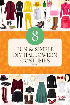 an image of halloween costumes with the title 8 fun and simple diy halloween costumes