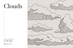 an image of clouds in black and white with the words cloud above it, on top of