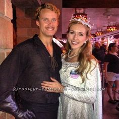 a man and woman dressed up in costumes