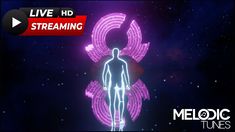 an animated image of a man standing in front of a neon sign with the words live streaming on it