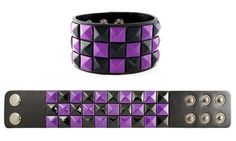 Studded Black and Purple Cuff Bracelet Studded Cuff Bracelet, Punk Style Cuff Bracelet As Gift, Emo Bracelets, Scenecore Clothes, Purple Cuff, Scene Clothes, Scene Clothing, Epic Clothes, Studded Bracelet