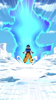 an animated image of gohan in the snow