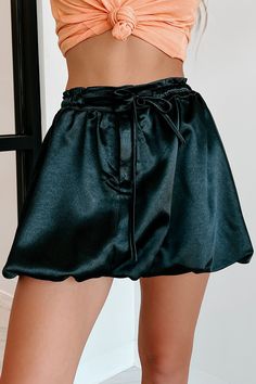 Joyful Greetings Bubble Hem Mini Skirt (Black) - NanaMacs Pre Fall Fashion, Mini Skirt Black, Bubble Hem, Flying Monkey Jeans, Hem Skirt, Satin Skirt, Outfit Combinations, Jeans Size Chart, Satin Material