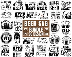 beer svg bundle for photoshopping and other design projects, including mugs