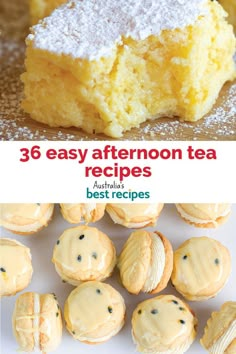 three different types of desserts with the words, 3 easy afternoon tea recipes australia's best recipes