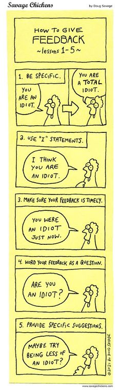 a comic strip about how to give feedback