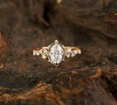 Art Deco Oval Moissanite Engagement Ring Unique Anniversary Gift Ring For Women