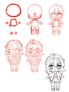 Chibi Drawing Tutorial Hair, Chibi Clothing Ideas, Simple Hair Tutorial Drawing, How To Draw Chibi Bodies Tutorials, Body Tutorial Drawing Chibi, Chibi Art Style Anatomy, Chibi Body Tutorial Step By Step, Chibi Style Tutorial, How To Draw Front Hair