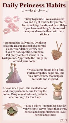 Coquette Self Care Aesthetic, Coquette Hygiene Tips, Daily Princess Habits, How To Be A Princess Tips, Aesthetic Self Care Tips, Coquette Girly Aesthetic, What Is Coquette, Girly Stuff Aesthetic, How To Be A Princess