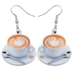 PRICES MAY VARY. Sweet Pattern Earrings Acrylic earrings,safety,light weight,Nickel and Lead free,Hypoallergenic Earrings weight :2.9g,both side pattern,not 3D Size :24mm x 32mm approximately &0.94"tall &1.26"width The NEWEI jewelry gives you a 60 day money back guarantee Design&Produce by NEWEI Jewelry NEWEI HAVE COPYRIGHTS Spoon Earrings, Coffee Earring, Coffee Cup Design, Coffee Heart, Acrylic Jewellery, Acrylic Charms, Earrings Drop, Earring Patterns, Velvet Bag