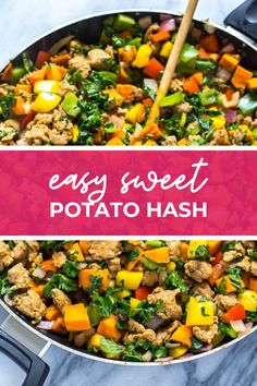 easy sweet potato hash browns in a skillet