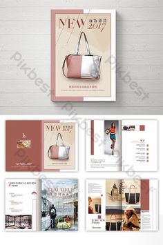 an open magazine with photos and text on the front cover, featuring images of women's purses