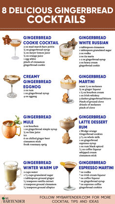 Gingerbread Cocktails Holiday Drinks Recipes, Christmas Mixed Drinks Easy, Best Holiday Drinks, Sweet Christmas Cocktails, Christmas Alcholic Drink, Best Holiday Cocktails, Cute Holiday Cocktails, Christmas Drink Recipes Alcoholic, Cocktail Recipes Christmas