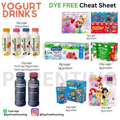 yogurt drinks and other products are shown in this ad for the grocery store