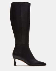 Elevate your style with LUCID - a sleek, knee-high boot featuring a trendy kitten heel and a pointed toe for a sophisticated touch. Perfect for pairing with any outfit, this boot will add a touch of elegance to your wardrobe. 2.25 inch heel height Size 6 measurements: 14.5 inch shaft circumference, 15.25 inch shaft height Size 8 measurements: 15.25 inch shaft circumference, 16.25 inch shaft height Size 10 measurements: 16 inch shaft circumference, 17.25 inch shaft height Leather upper material T Elegant Tall Heeled Boots For Workwear, Elegant Tall Heeled Boots For Work, Elegant Tall Knee-high Boots For Workwear, Elegant Knee-high Boots For Office, Sleek Wide Calf Heeled Boots For Formal Occasions, Chic Formal High Heeled Boots, Chic Pointed Toe Knee-high Boots, Elegant Pointed Toe Heeled Boots, Elegant Knee-high Boots With Padded Heel