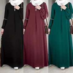 Hemline / Train:Long Length; Sleeve Length:Long Sleeve; Gender:Women's; What's in the box:Dress; Types:Dress,Abaya,Kaftan Dress; Holiday:Ramadan; Style:Dubai,Islamic,Arabic; Material:Polyester; Age Group:Adults'; Characters:Arabian,Muslim; Listing Date:01/15/2024 Abaya Styles For Women, Ramadan Dubai, Ramadan Style, Hijabi Streetwear, Muslim Dress Abaya, Abaya Styles, Dress Types, Box Dress, Muslim Ramadan