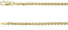 14K Yellow Gold 2.75mm Diamond Cut Wheat Chain Necklaces Chain Necklaces