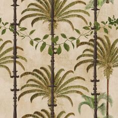 a painting of palm trees on a wall