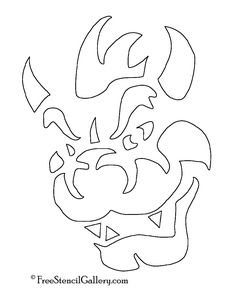 a drawing of a demon with horns and fangs