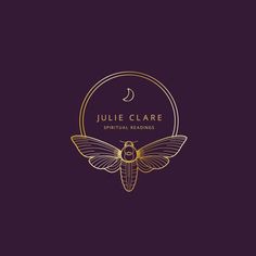 the logo for julia clare's special readings, featuring a bee with its wings spread out