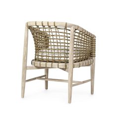 the chair is made out of wood and wicker