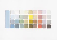 a white background with different shades of paint swatches arranged in rows on top of each other