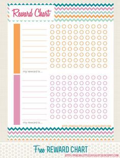 the reward chart is shown in this free printable