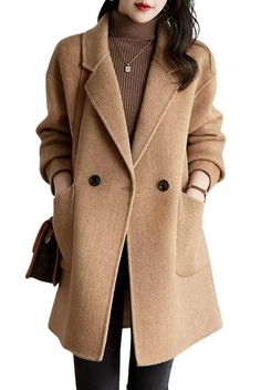 Cutest Winter Outfits For Women, Topcoat Women's Outfit, Wool Overcoat Women, Short Women Winter Outfits, Fashion Coats & Jackets, Winter Woman Outfits, Winter Wool Coat, Womens Fall Fashion 2024 Trends, Short Wool Coat Outfit