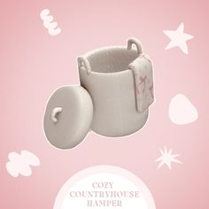 an advertisement for the countryhouse hamper, with a pink background and white stars