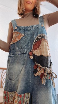 Patch + Piece Denim Bib Overalls – Everyday Chic Boutique Patchwork Overalls, Upcycling Clothing, Style Wide Leg Jeans, Bride Top, Overalls Denim, Upcycled Jeans, Sonic Oc, Upcycled Clothes, Vip Group