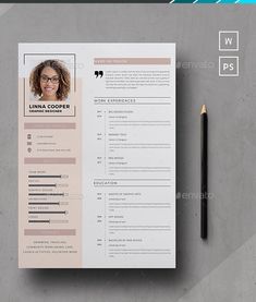 a clean and modern resume template with an image on the front, in light pink