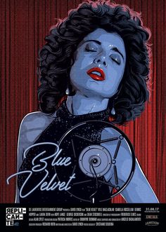 the poster for blue velvet shows a woman with her eyes closed, holding a record