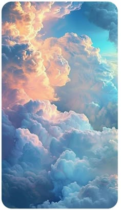 the sky is filled with lots of clouds and bright blue, pink, yellow and orange colors