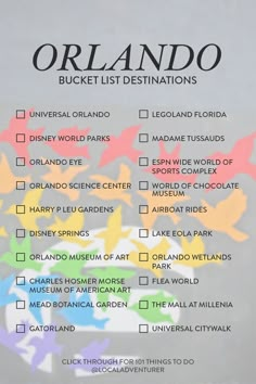 a list of places to visit in orlando, bucket list destinations on the map