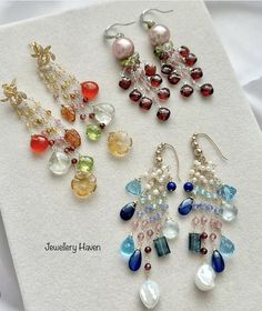 Sundance Jewelry, Diy Jewelry Making Tutorials, Wire Wrap Jewelry Designs, Crystal Bead Jewelry, Stylish Earrings, 2 Earrings, Bridal Bangles, Artisan Earrings