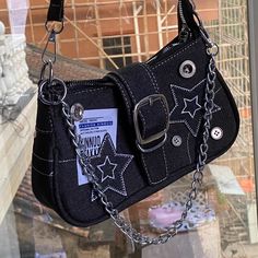 Y2k Star, Tas Bahu, Denim Texture, Bag Y2k, Small Shoulder Bags, Denim Shoulder Bags, Stars Pattern, Denim Chic, Vintage Gothic