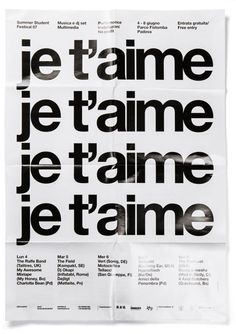 a piece of paper with black and white type on it that says, je t'aime je tamme je tame je teme je etame je time je time je taime