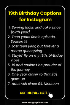 the birthday caption for instagram is displayed in front of a black and white background