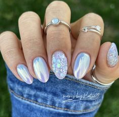 Peach And Light Blue Nails, Nail Designs For A Cruise, Light Blue Sparkle Nails, 1989 Nails Taylor Swift, Cinderella Nails Designs, Balayage Hair Technique, Fun Nails Designs, Nails For Cruise Vacations, Disney Cruise Nails