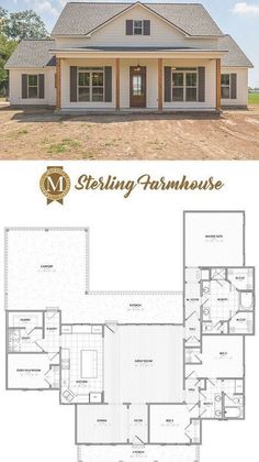 the floor plan for a two story farmhouse house