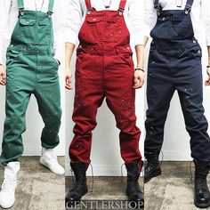 Mens Pants Vintage Style Painted Suspender Color Overalls Jean, GENTLERSHOP #GENTLERHOMME #Overalls Overalls For Men, Men Overall, Masc Fashion, Herren Style, Pants Vintage, Dope Fashion, Mens Pants Fashion