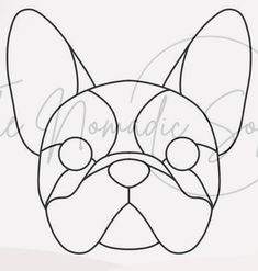 the outline of a dog's face is shown in black and white, while it has