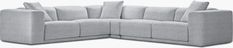 the corner sofa is made from light gray fabric